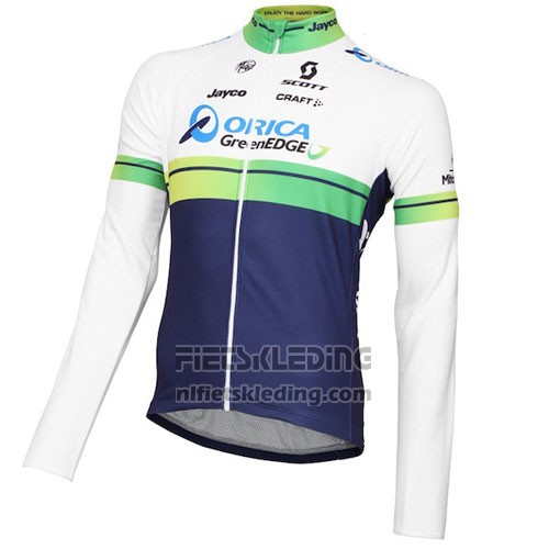 2016 Fietskleding Orica GreenEDGE Wit en Blauw Lange Mouwen en Koersbroek